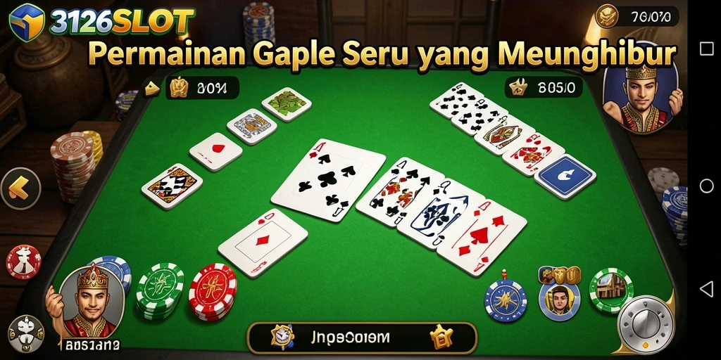 Tampilan menarik dari gameplay Gaple di 3126SLOT.