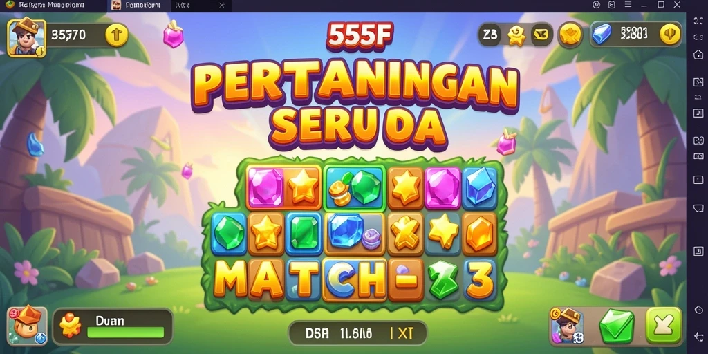 Screenshot gameplay seru dari 555F yang menampilkan aksi Match-3.