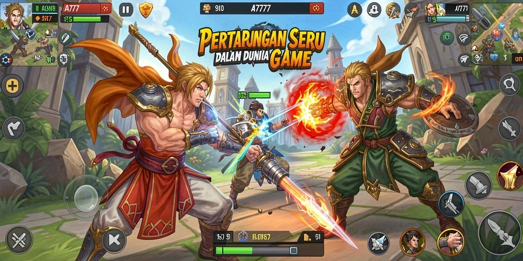 Tampilan screenshot A7777 menampilkan aksi pertarungan yang intens.