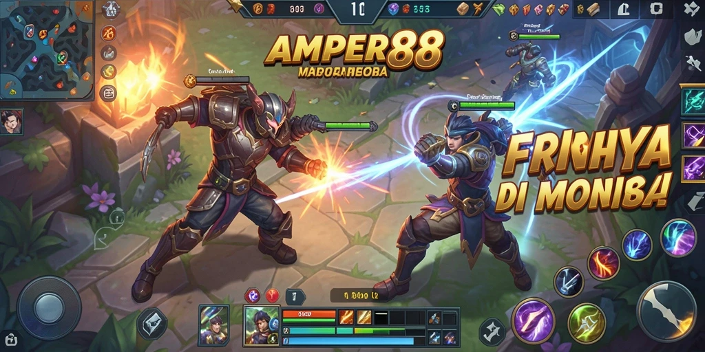 Screenshot gameplay AMPER88 menampilkan aksi pertarungan yang seru dan mendebarkan.