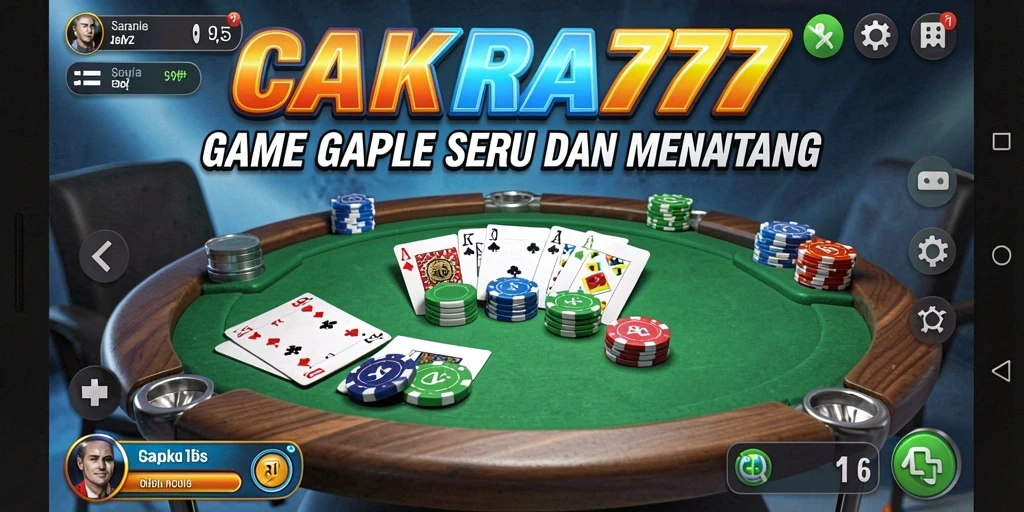 Tampilan gameplay seru dalam CAKRA777 yang menampilkan aksi Gaple.