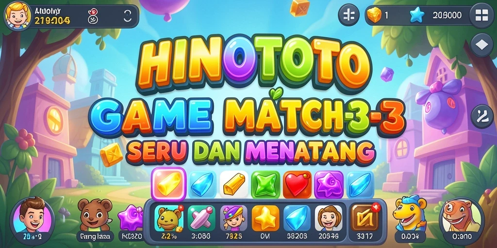 Tangkapan layar gameplay HINOTOTO dengan tantangan Match-3 yang seru.
