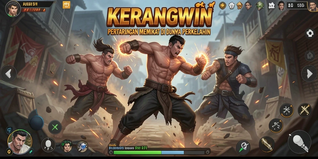 Tangkapan layar gameplay KERANGWIN menampilkan aksi pertarungan yang mengasyikkan.