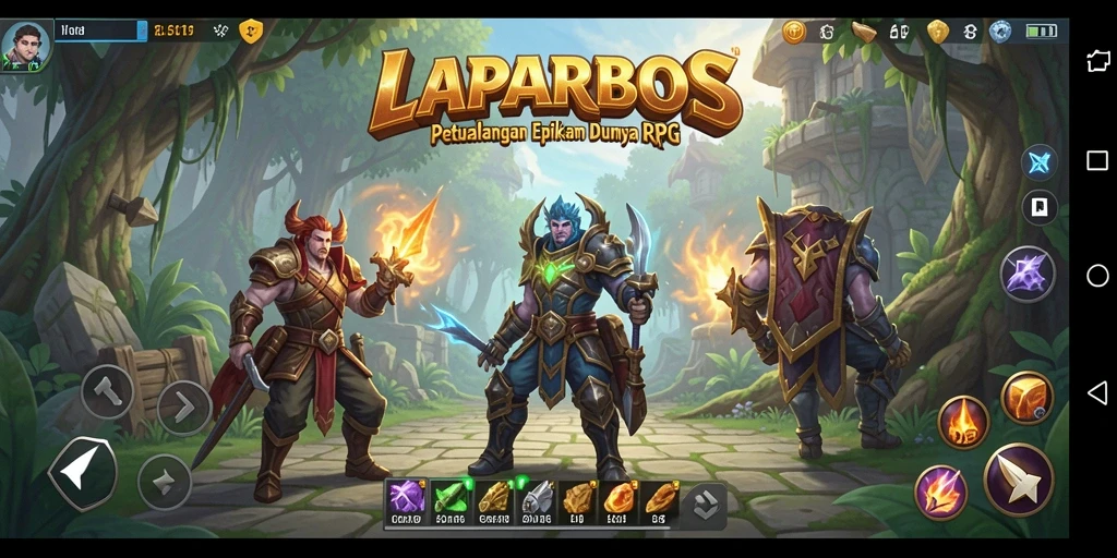 Tampilan gameplay LAPARBOS yang penuh aksi dalam dunia RPG fantastis.