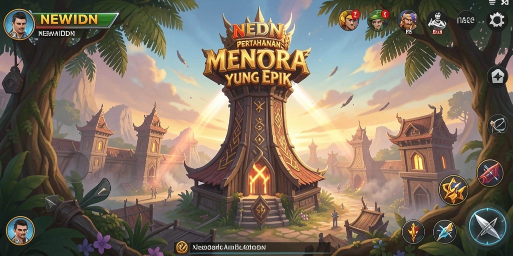Gameplay seru menara pertahanan di NEWIDN yang menantang.