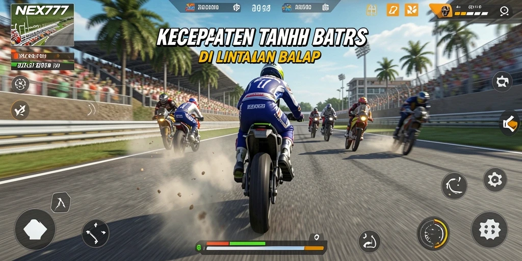 Gameplay NEX777 dengan lintasan balap yang menegangkan.