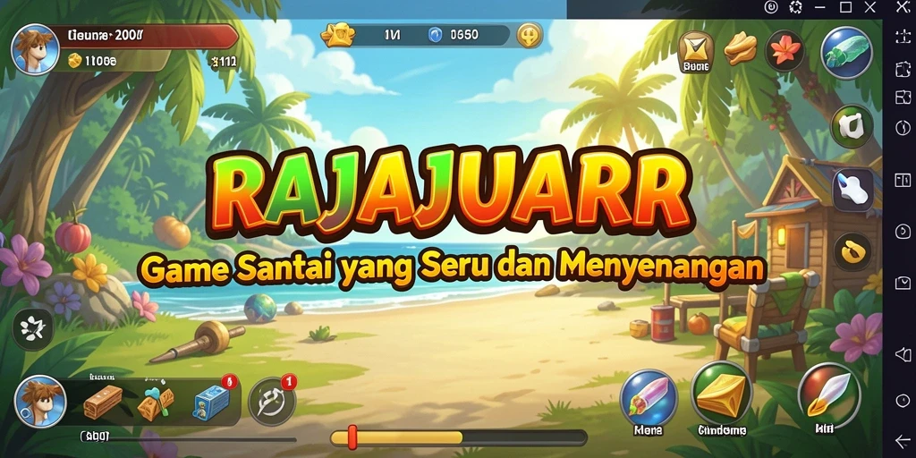 Screenshot utama RAJAJUARA menampilkan gameplay yang santai dan interaktif.