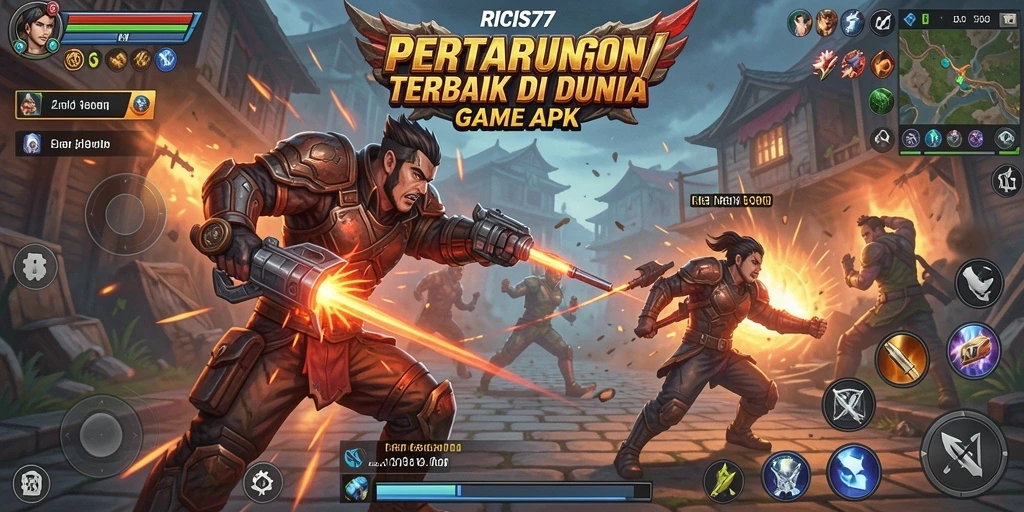 Tangkapan layar dari gameplay RICIS77 dengan aksi pertarungan yang seru.