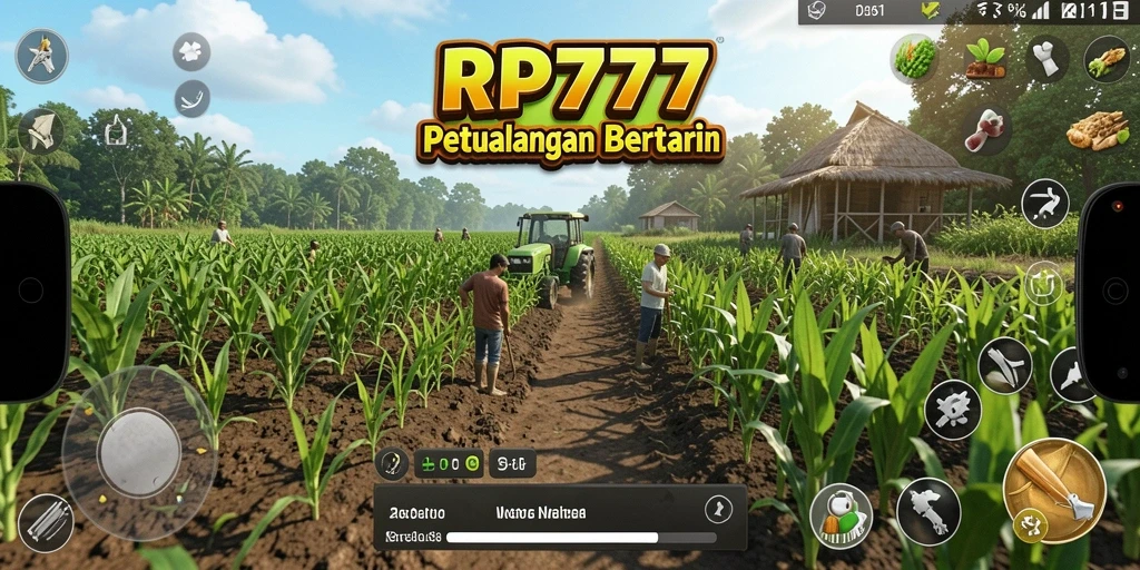 Tampilan gameplay RP777 yang menampilkan keseruan bertani.