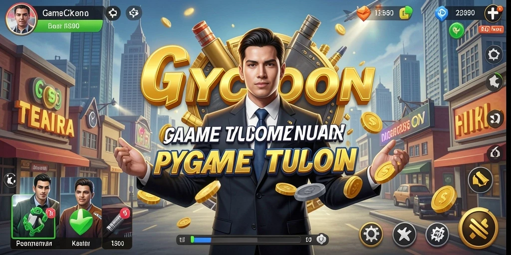 Screenshot gameplay S80 yang menunjukkan manajemen bisnis yang seru.
