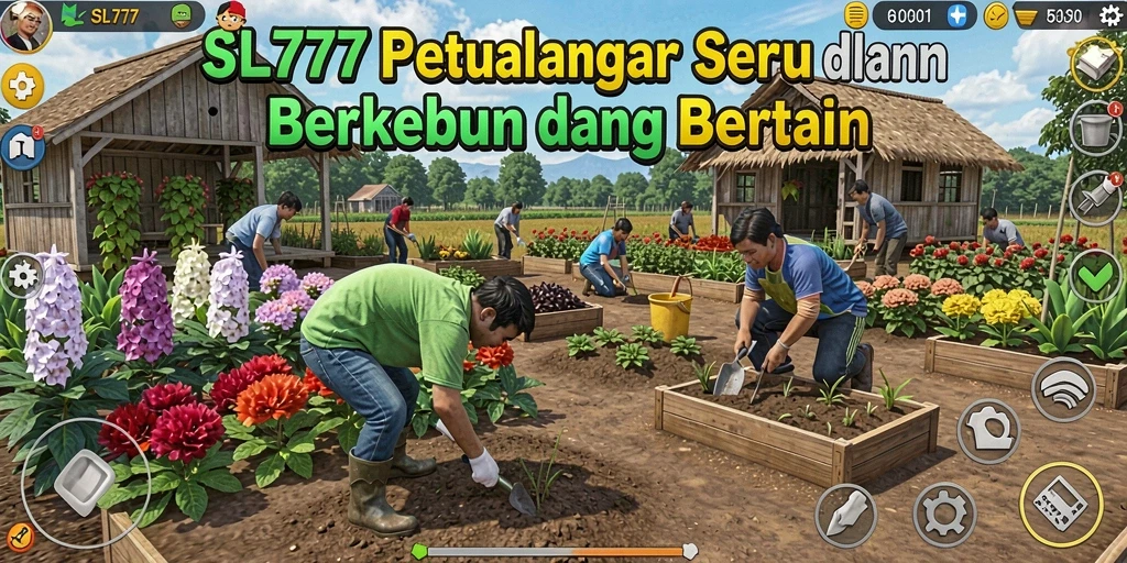 Tangkapan layar utama SL777 dengan gameplay berkebun yang menakjubkan.