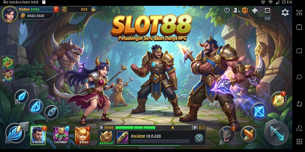 Tangkapan layar permainan <strong>SLOT88</strong> menampilkan pertempuran RPG yang mendebarkan.