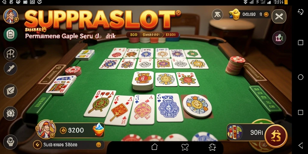 Tampilan gameplay seru dari SUPRASLOT yang menggambarkan permainan Gaple.