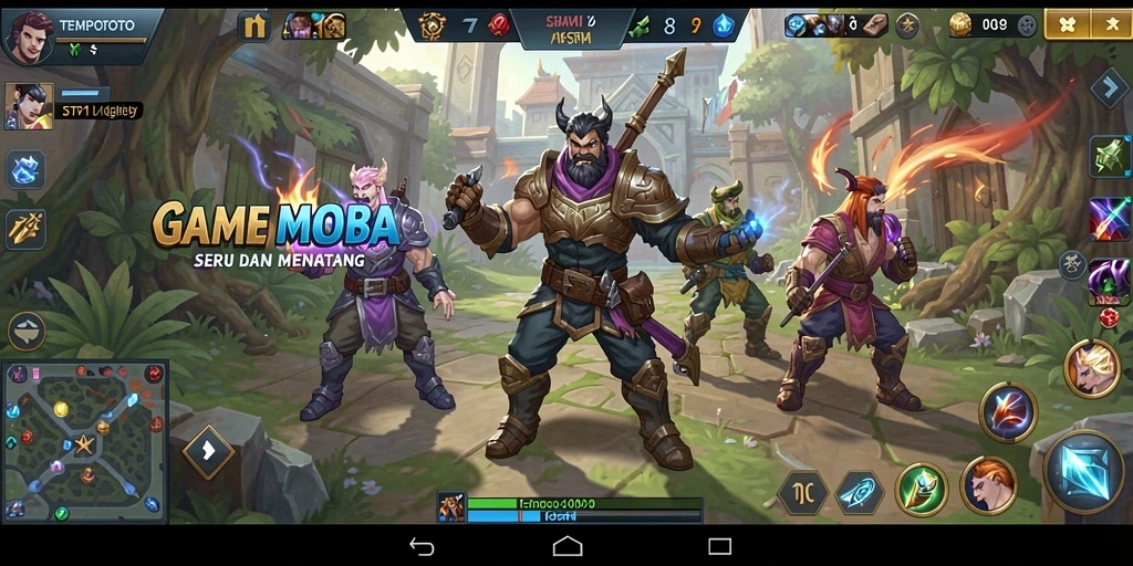 Screenshot gameplay TEMPOTOTO menampilkan aksi seru dalam pertarungan MOBA.